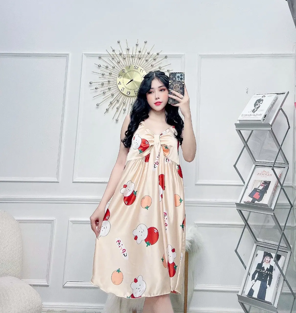 Đầm Nữ  tay cánh tiên Vải Satin Gân Mềm Mại Thấm Hút Mồ Hôi Freesize Dưới 60kg, Váy Đi Biển Siêu Xinh Trơn Mùa hè Dress Women