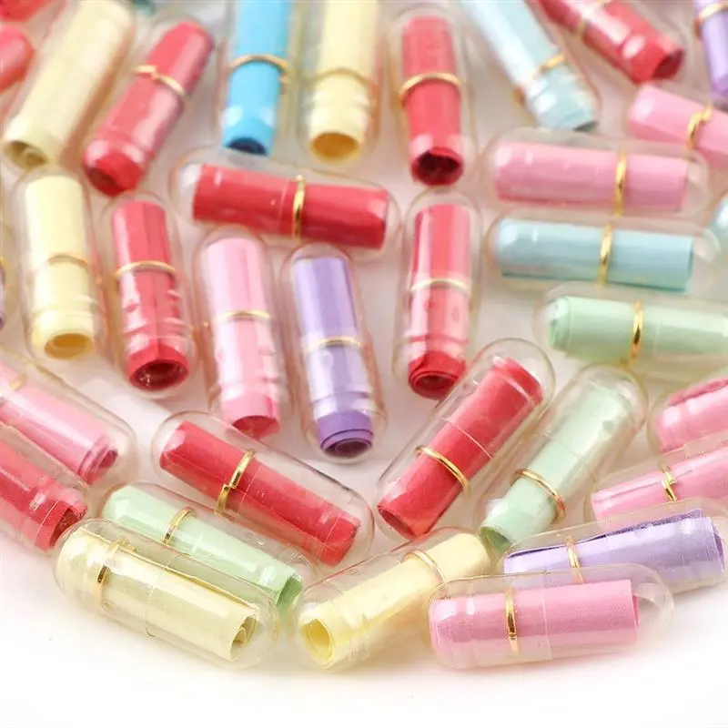 Message Capsules, 100pcs Mini Wish Capsules with Paper Notes & Rings, Transparent Message Capsule Set, Gift for Boyfriend & Girlfriend