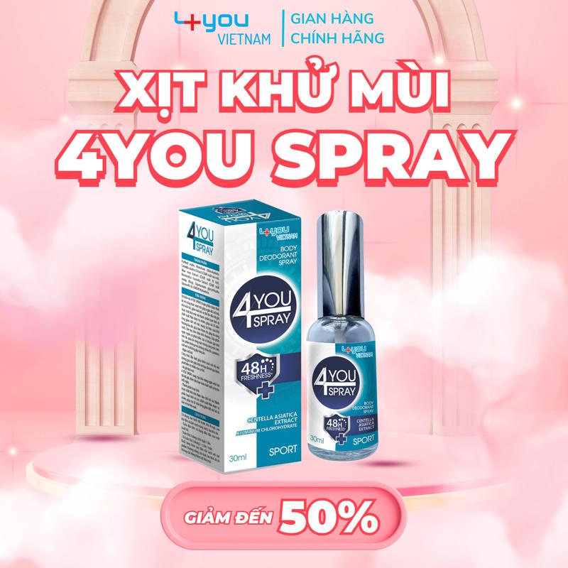 DEAL SIÊU RẺ Xịt Khử Mùi Cơ Thể & Ngăn Tiết Mồ Hôi Nách Tay Chân 4YOU SPRAY - Khử Mùi Tức Thì Đến 48h ,Dùng Cho Nam Nữ x it khu muito an than sirum nach