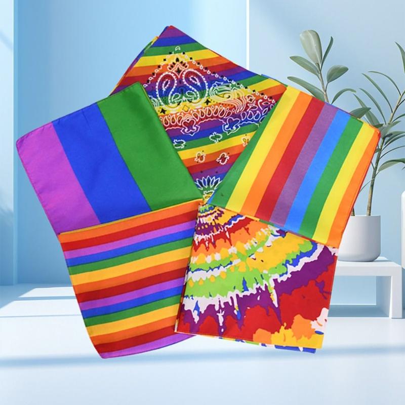 Trendy Pride Festival Pocket Square Scarf Rainbow Colorful Headband Wristband Lesbian 0