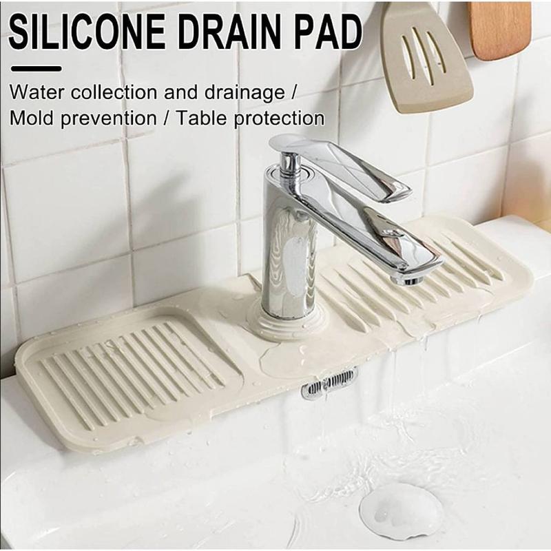 Product Introduction of Kitchen Sink Splash Guard Behind Faucet, Silicone Sink Faucet Splash Guard for Kitchen Sink, Sink Mat Drying Mat Soap Pad Mouthwash Coaster Cleaning Sponge Faucet Mat For Kitchen Bathroom Sink degradable unscented Soft Indoor 22