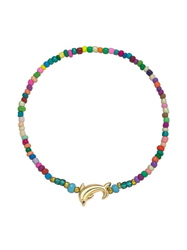 Cute Dolphin Decor Beaded Anklet, Anklet Link for Beach Summer, Fashionable Jewelry for Women & Girls, Party, Daily Clothing Decor, Birthday Gift 5