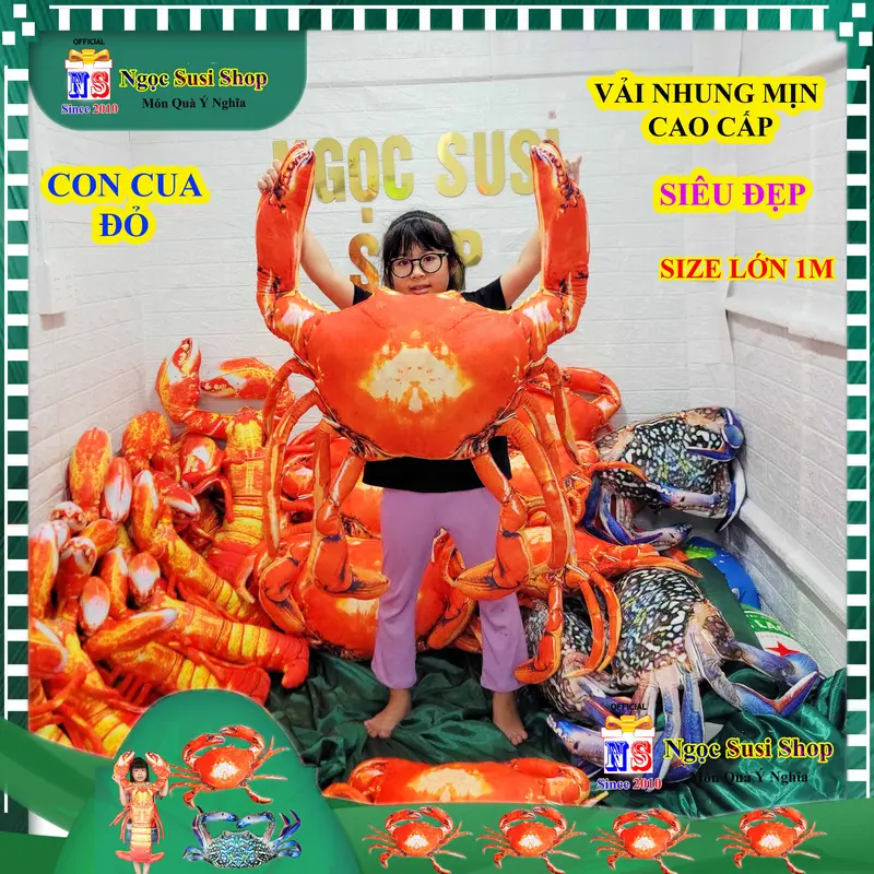THÚ NHỒI BÔNG CON CUA TÔM HÙM ALASKA GHẸ BÔNG XANH ĐẸP NHƯ ẢNH NHÉ - GỐI ÔM CON CUA đồ chơi doll gấu bông Toy búp bê HÀNG HOT Thú Bông Voi Phát Nhạc 3