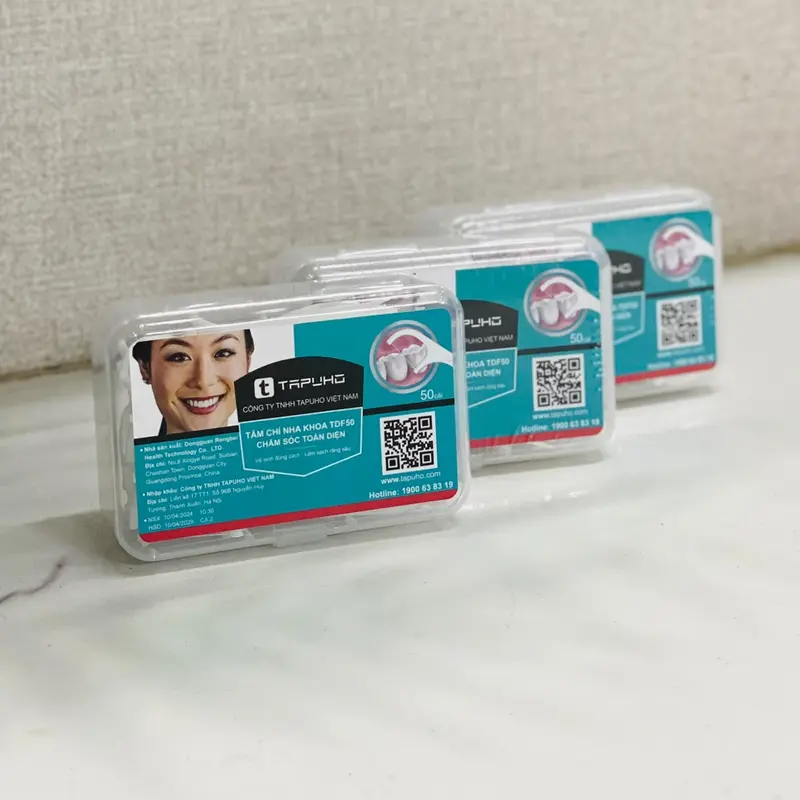 Combo 5 Hộp Tăm Chỉ Nha Khoa TAPUHO, Hộp 50 Cây Tăm Chỉ sợi mảnh vệ sinh kẽ răng chân nướu tăm  chinhakhoa 1