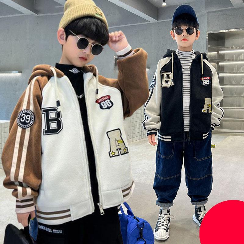 Áo khoác trẻ em, áo khoác bomber nỉ bông cho bé trai, gái 6-16 tuổi mẫu B, áo khoác thu đông nam nữ size nhỡ đại 18-52kg