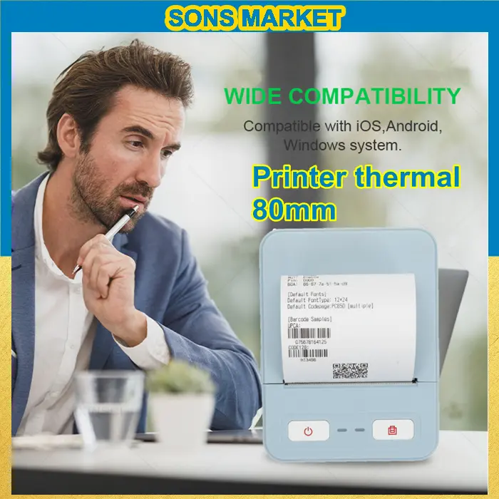 SMARTCOM Printer portable Bluetooth Thermal 80mm Blue Color Cetak Alamat PPOB portable 0