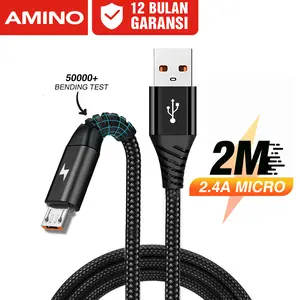 AMINO 2M Micro USB / TYPE C Cable Universal Android Kabel Data Fast Charging Speed 2M 2 Meter 1.2M 1M