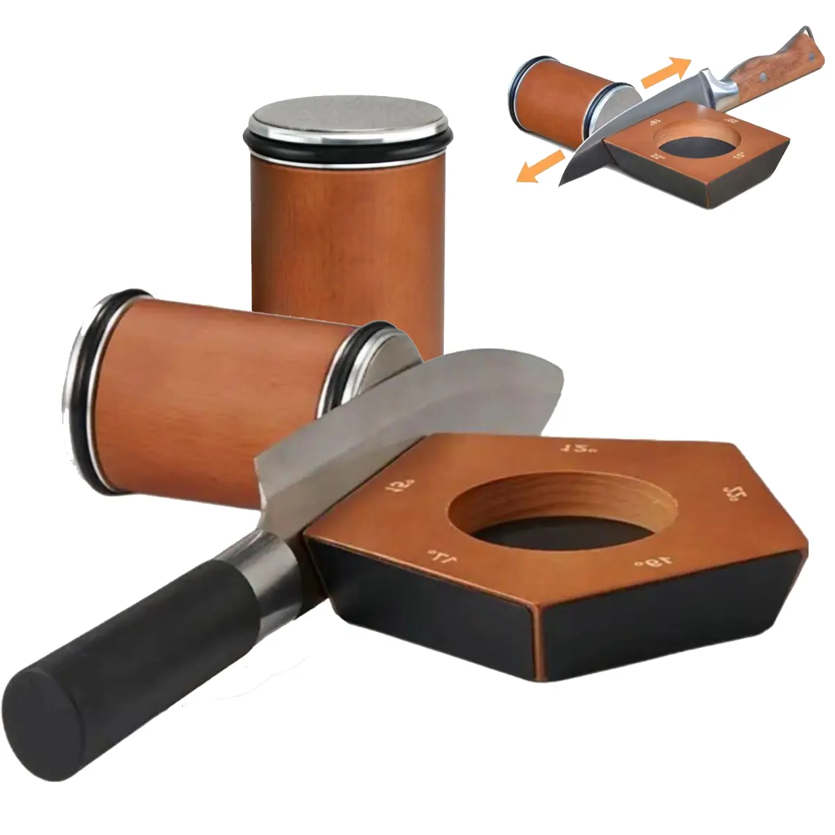 Manual Rolling Knife Sharpener Kit Kitchen Family Home Set: Premium Manual Knife Sharpener - 1 Set of Stainless Steel Knives Sharpener with Accessory Grinding Disc for Effortless Knifesharpening