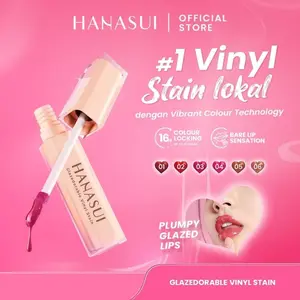 Hanasui Glazedorable Vinyl Stain Plumpy Glazed Lips Vibrant Colour Technology Hydrating Moisturizing Melembabkan Tahan Lama 16 Jam