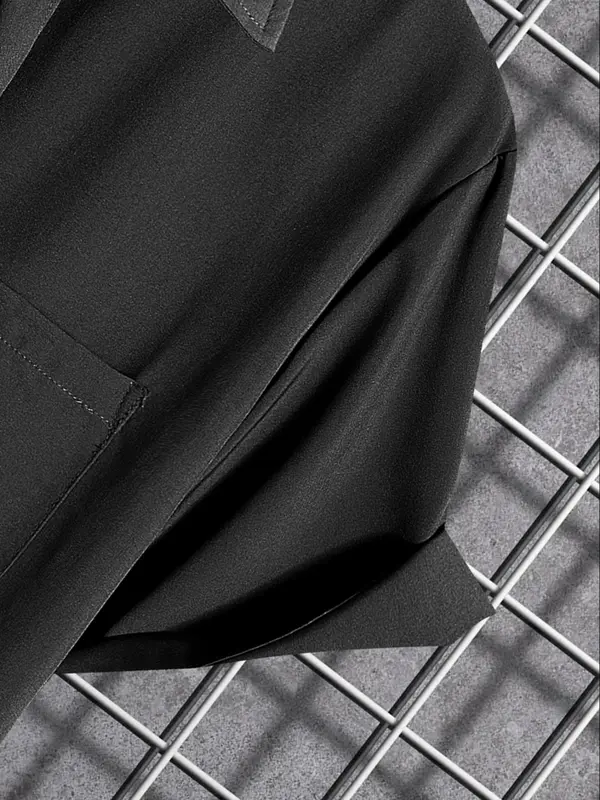 Men's Plain Co-ord Set, Regular Fit Basic Button Front Shirt & Drawstring Shorts, Summer Outfits for Men, Menswear 6