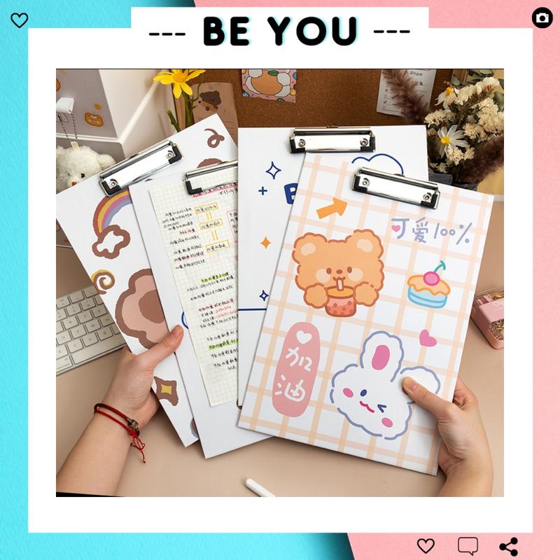 Bìa Trình Ký A4 Kết Hợp Thước Kẻ Hoạ Tiết Cute Bìa Kẹp Giấy A4 File Đựng Hồ Sơ - BEYOU
