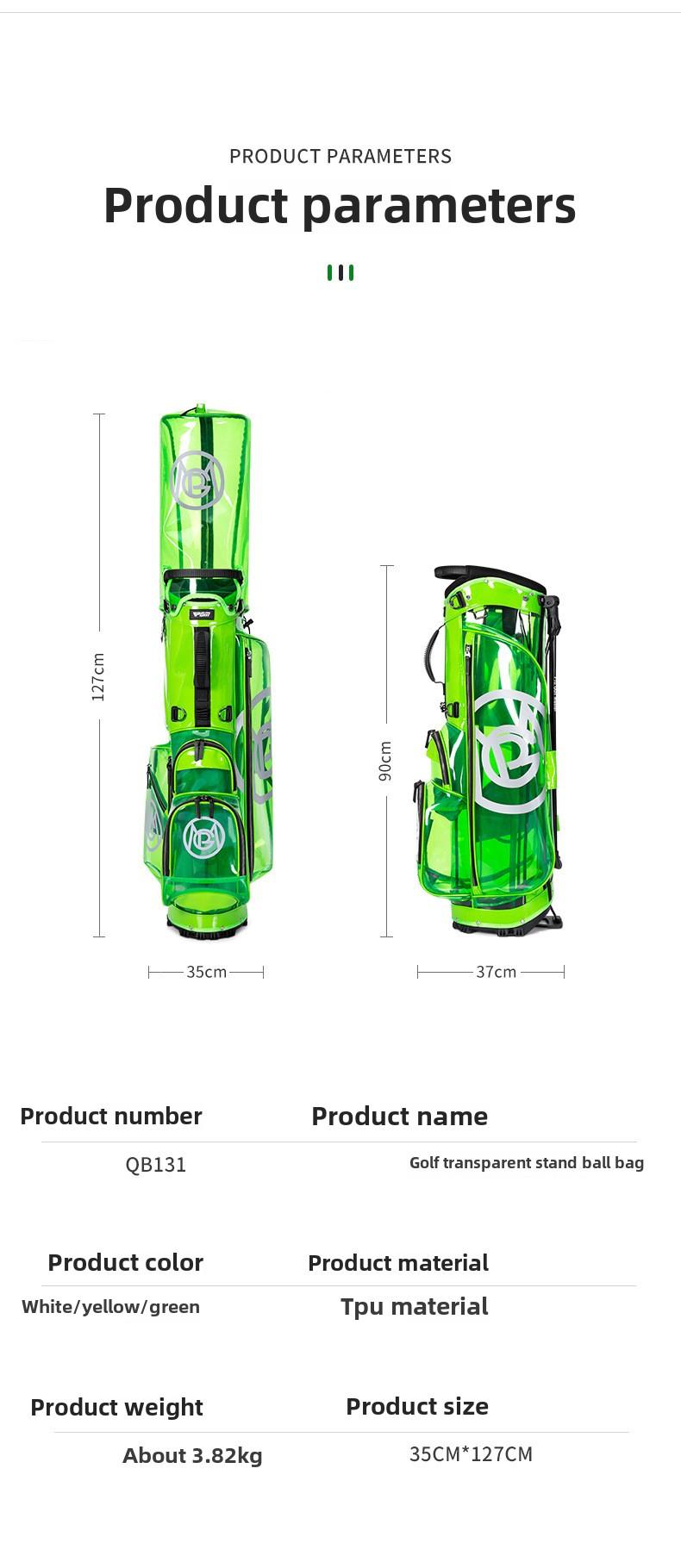 Product Introduction of [PGM] New Golf Bag Stand Bag Unisex Lightweight Club Bag Korean Style Transparent Golf Bag QB131 11
