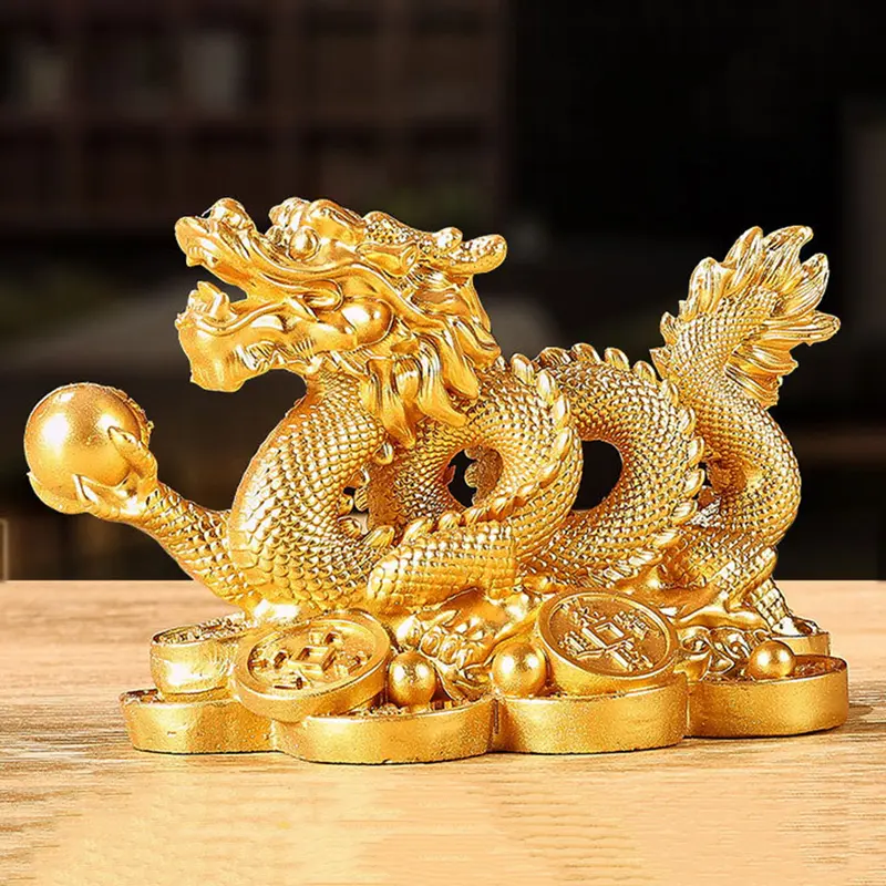 Tượng Rồng Hoàng Đạo Trung Quốc 2024, Mô Hình Tượng Rồng Năm, Đồ Trang Trí Thủ Công Bằng Nhựa, Thu Hút Sự Giàu Có Và May Mắn, Điêu Khắc Rồng Vàng / Đồng, Trang Trí Văn Phòng Và Gia Đình, Quà Tặng Năm Mới 0