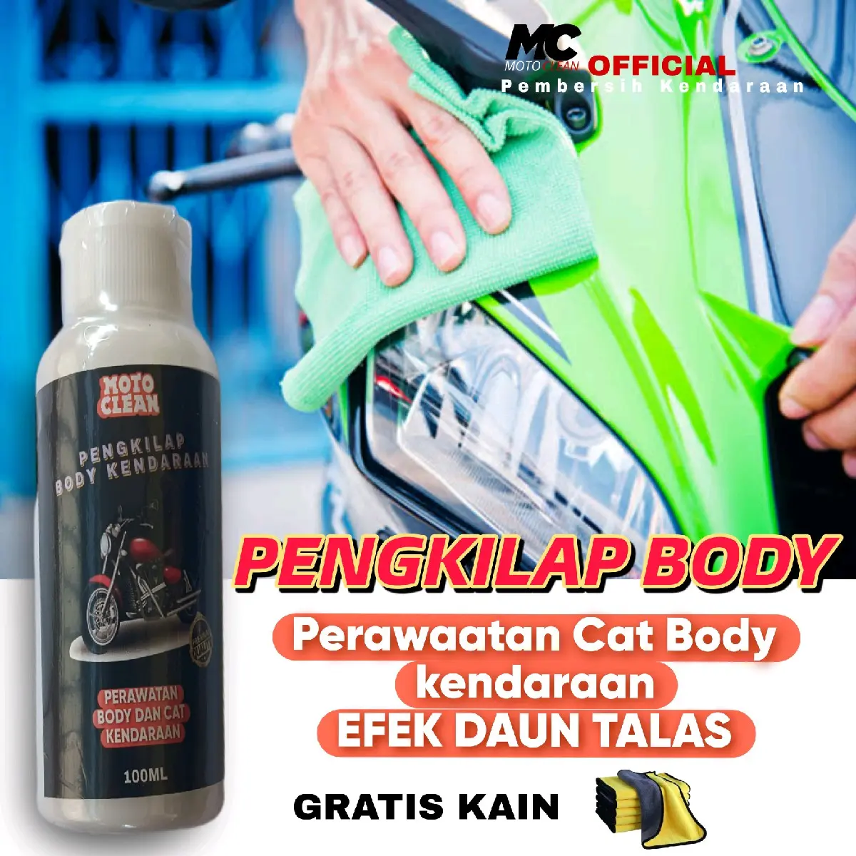 MotoClean - Pengkilap Body Kendaraan Efek Kilau Dan Daun talas Car