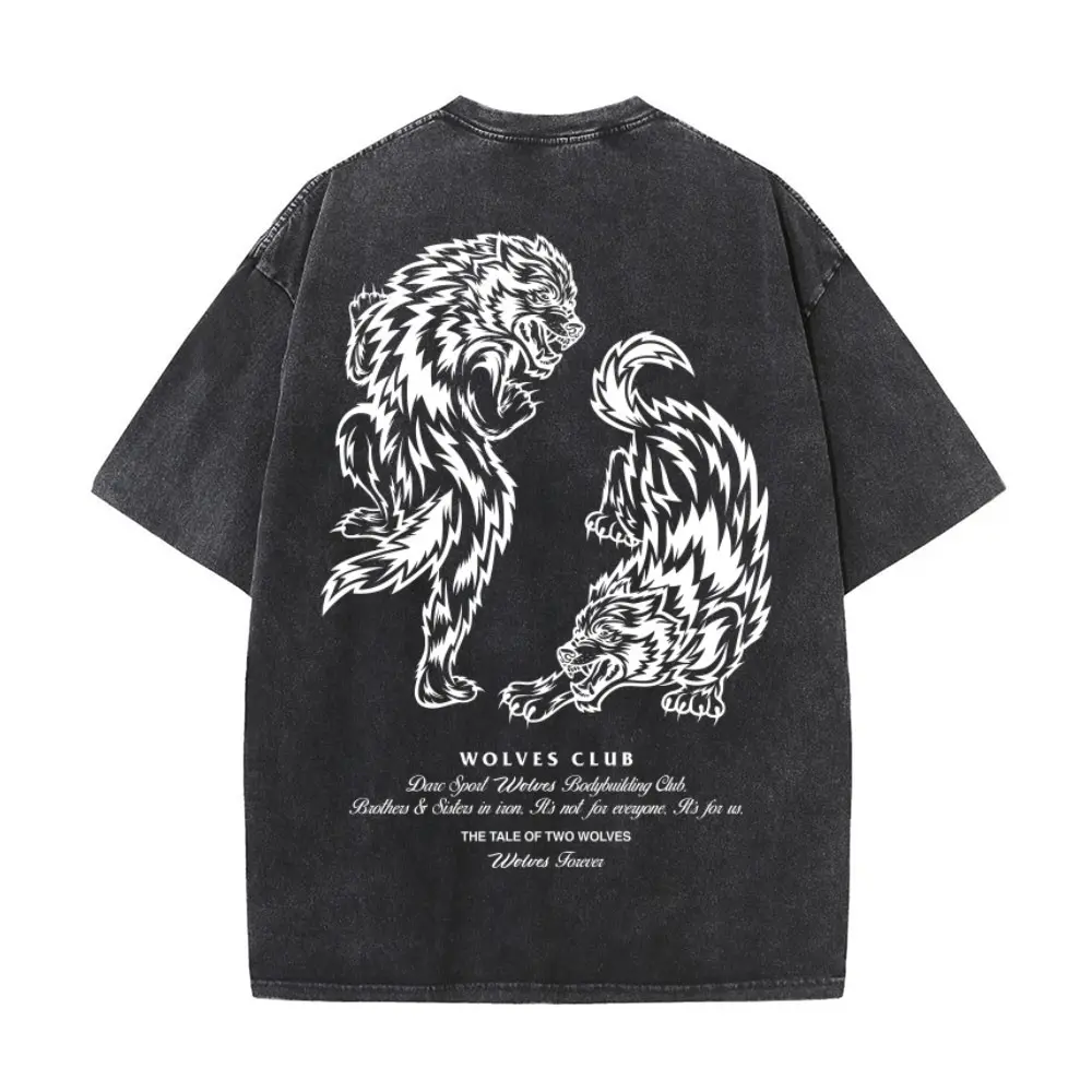 Bộ Đồ Thể Thao Hip Hop, DARC WOLVES, Áo Phông Giặt, In Trên, Thích Hợp Cho Nam