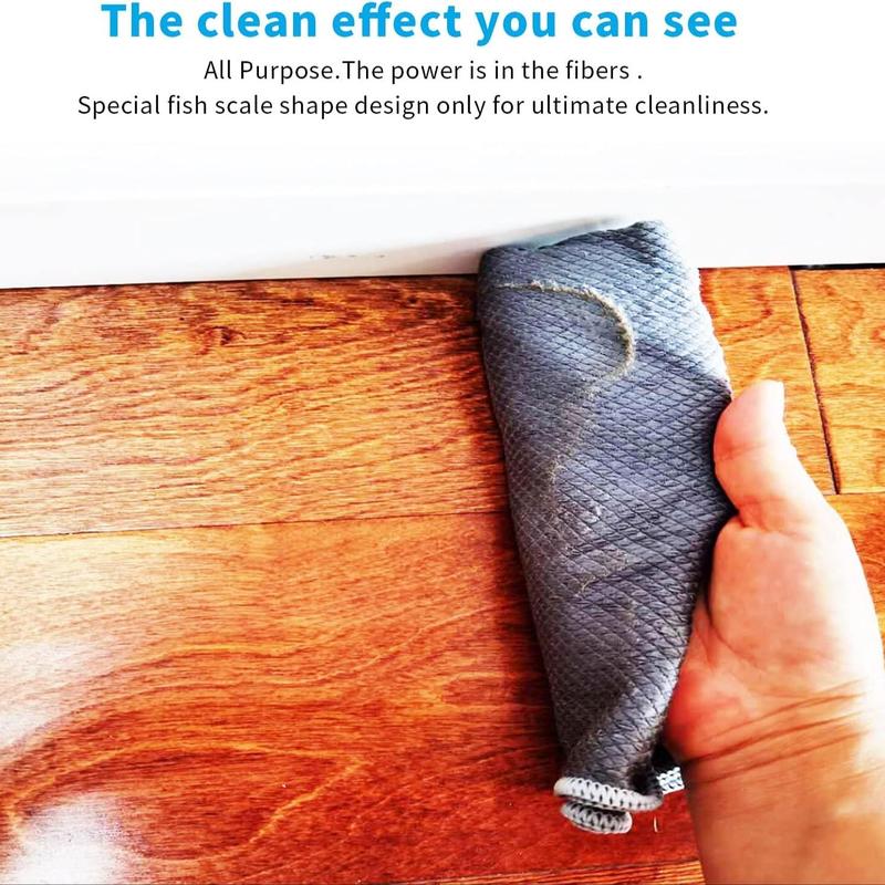 Fish Scale Pattern Cleaning Cloth, 6pcs/set Reusable Streak Free Mirror Polishing Cloth, Cleaning Rag for Car Glass, Home Care Supplies 5