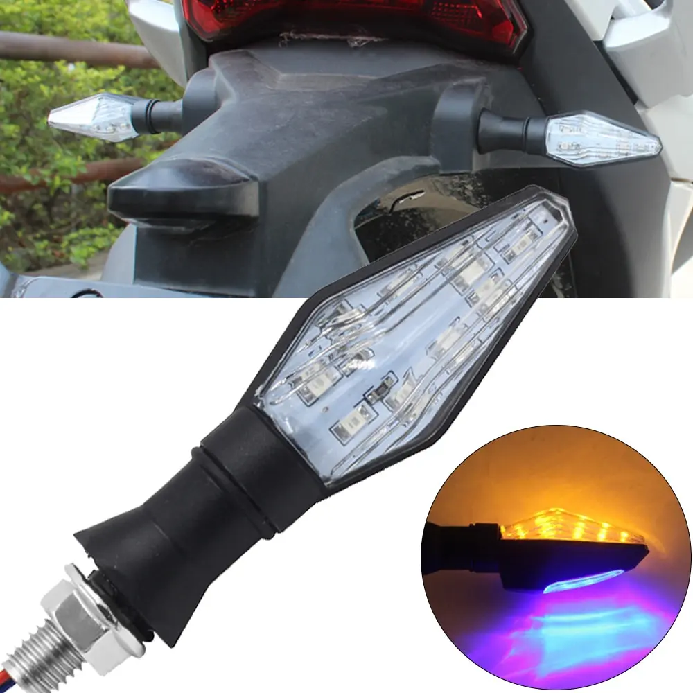 2pcs Universal Flowing Motorcycle Motorbike LED Turn Signal Indicator Light Lampu Motor Blinker Flash Lamp Motor Refit