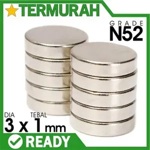 magnet neodymium 3x1mm 3x1 mm 3 x 1 bulat koin putih neodimium