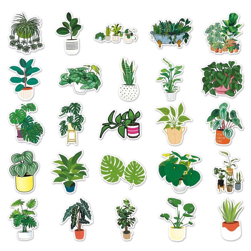 Product Introduction of Plant Pattern Sticker, 100pcs/set Waterproof Self Adhesive Decor Paper, Decor Sticker for Gift Greeting Card Water Bottle Laptop Phone, Ornaments 4