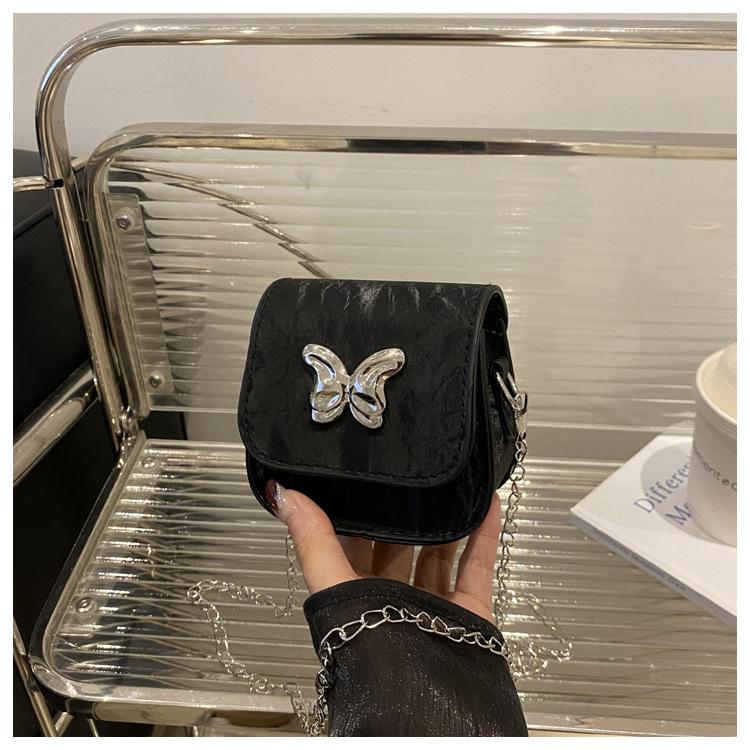 Product Introduction of 2024 Fashionable New Fresh Sweet Small Square Bag Butterfly Decoration Mini Advanced Texture Chain Crossbody Lipstick Pack 19