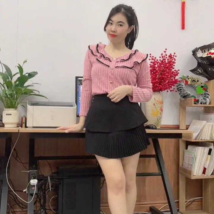 [HT-10 ] Áo Kiểu Nữ  Dài tay  , Chất len lông thỏ mềm mịn , giữ ấm tốt 5