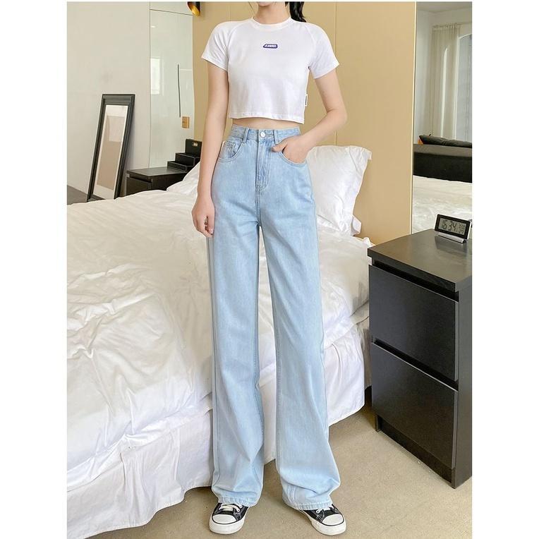 #1 Celana jeans wanita Kulot Jeans Wanita jeans high waist Kulot Loose Lipat Panjang 5
