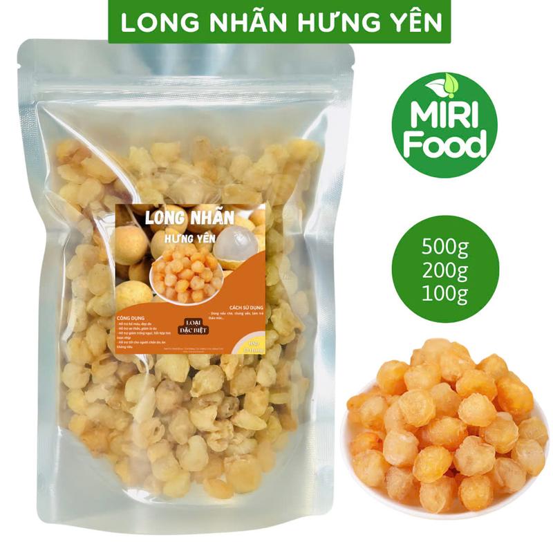 Long Nhãn Hưng Yên Sấy Khô MIRI Food 500g, 200g, 100g Dùng Nấu Chè Dưỡng Nhan, Chè Hạt Sen, Làm Trà Táo Đỏ Long Nhãn Kỷ Tử Thơm Ngon Nước Trà Tea Chua Vị Chua Nho