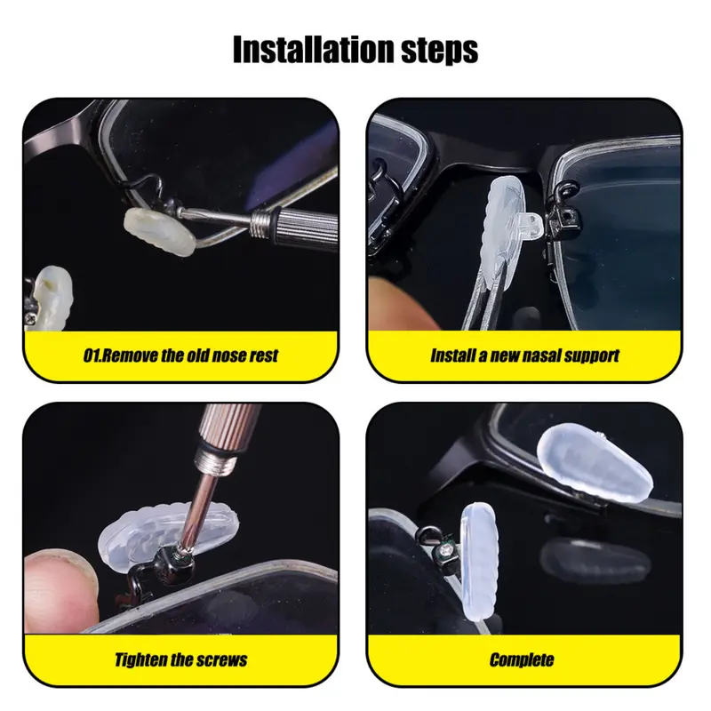 Miếng Đệm Mũi Kính Mắt, 36 Cặp, Với Tuốc Nơ Vít, Nhíp, Móc Tai, Hình Bầu Dục, Đệm Khí, Miếng Đệm Mũi, Chống Trượt Và Chống Sốc, Làm Bằng Silicon, Thích Hợp Để Thay Thế Và Sửa Chữa Kính Mắt, Phụ Kiện 8