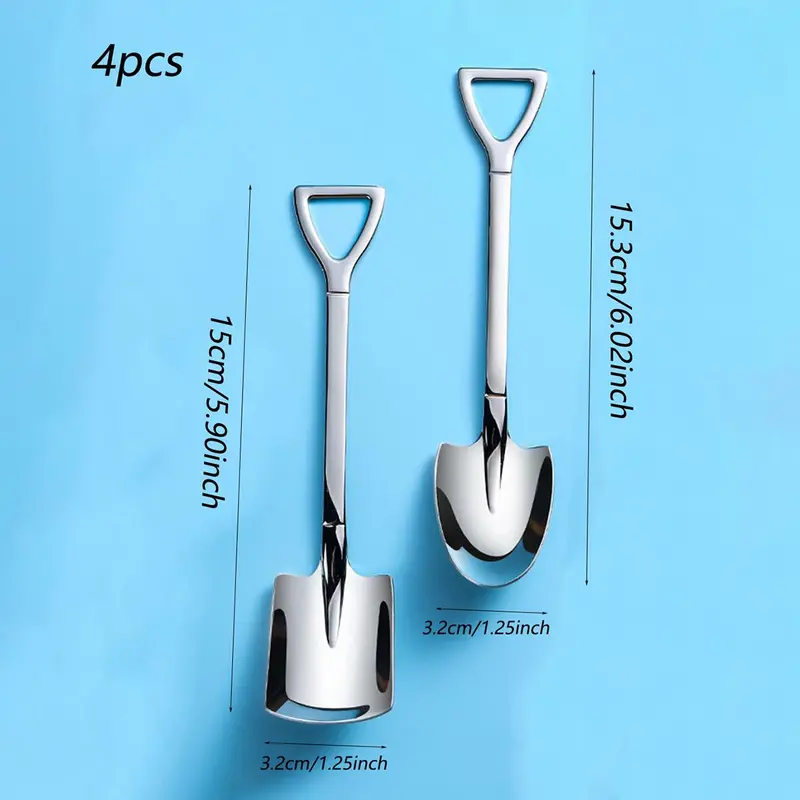 4pcs/set Stainless Ice Cream Spoon, Shovel Spoon, Watermelon Spoon Reusable Small Spoon For Tea Dessert Home Kitchen Party Restaurant Party Supply 1