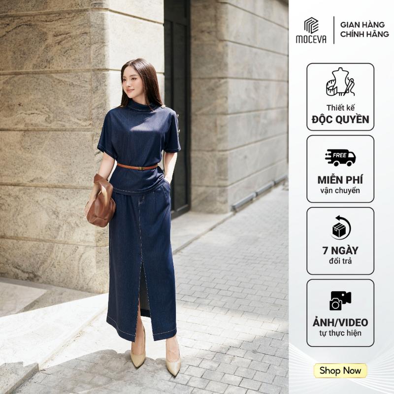 MOCEVA SET JEAN ÁO CÁCH ĐIỆU MIX CHÂN VÁY SUÔNG Nữ Women