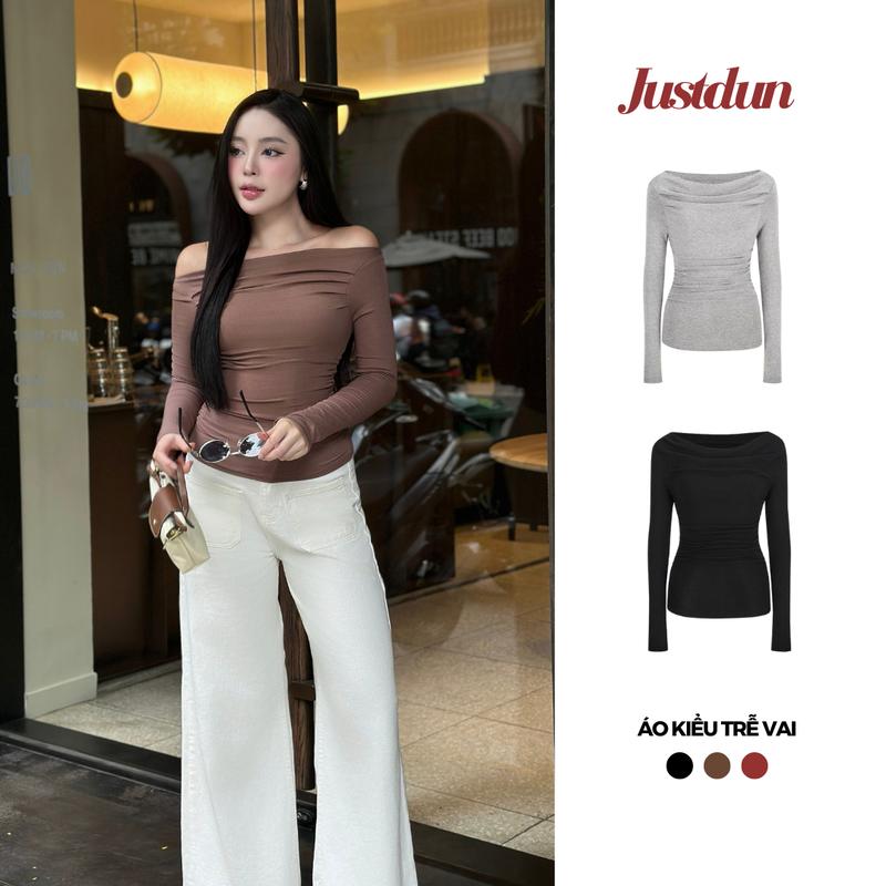 Áo trễ vai nữ thiết kế dài tay mặc được 3 kiểu co giãn thoải mái JUSTDUN Z400