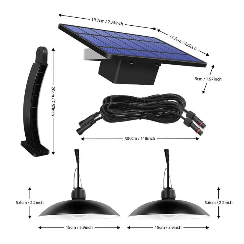 Solar Powered Outdoor LED Light, 1 Count Waterproof Double Head Solar Hanging Light, Fashionable Landscape Solar Light for Outdoor Decoration 1