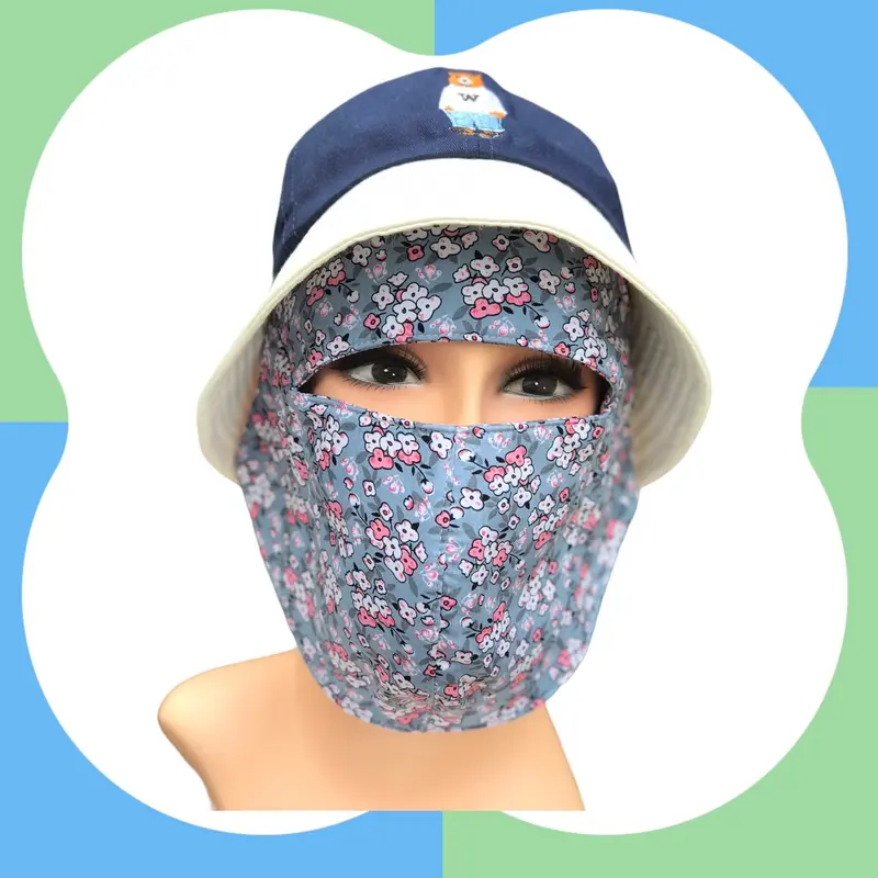 3 cái-  Khẩu trang vải nữ ninja tròn che kín mặt , che trán chống tia uv, hoạ tiết bông- giao ngẫu nhiên- Hoa Phụ Kiện Nữ Accessories Women bịt kín chừa 2 mắt 1