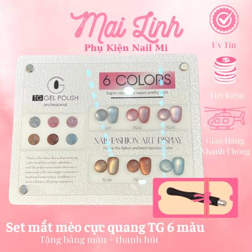 Sơn mắt mèo ánh trăng cực quang TG BẢN MỚI siêu sáng ( đủ set - tặng kèm bảng màu + thanh hút )