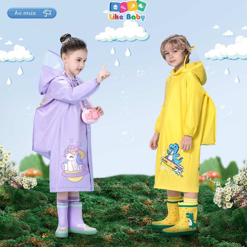 Áo mưa cho bé trai bé gái từ 2 đến 12 tuổi chất liệu EVA siêu nhẹ chống nước PK198