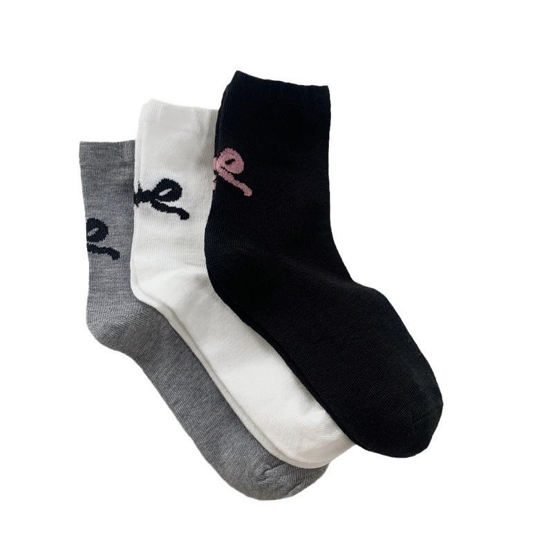 Product Introduction of Sweet Bow Socks Female Japanese Solid Color Black And White Gray Bow Gentle Girls Versatile Cute Ballet Tube 21