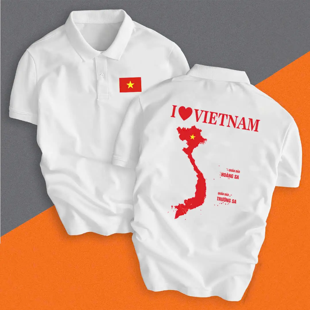 Áo polo HOÀNG SA- TRƯỜNG SA , Áo cờ đỏ Việt Nam ,Áo cờ đỏ sao vàng , Áo thun cotton đủ size nam nữ từ 6kg -110kg Menswear Có Cổ