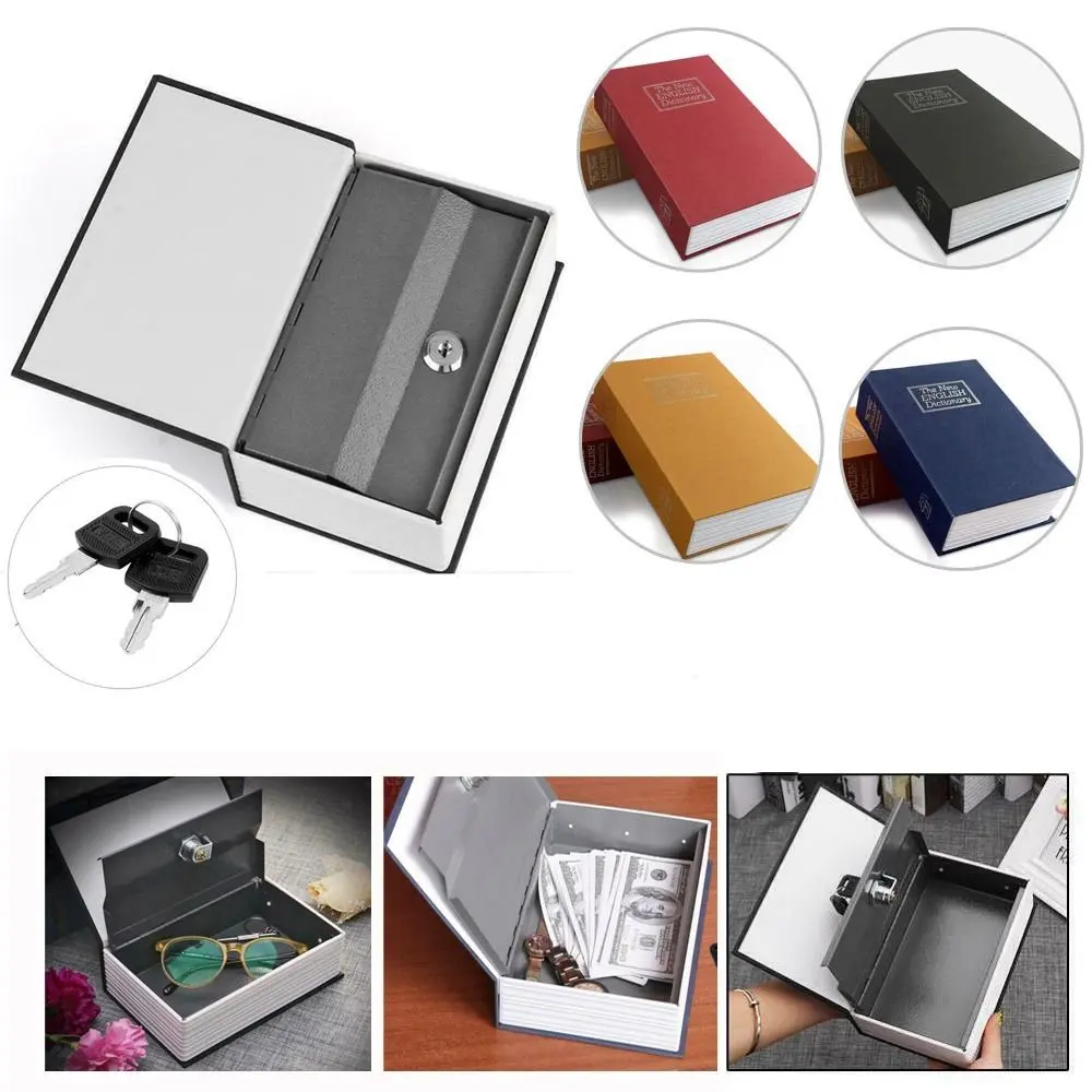 Home Diary Storage Savings Bank Lock & Key Safe Secret Stash Booksafe Piggy Bank Metal Box Safe Diversion Simulated Book Safe Dictionary Hollow Book