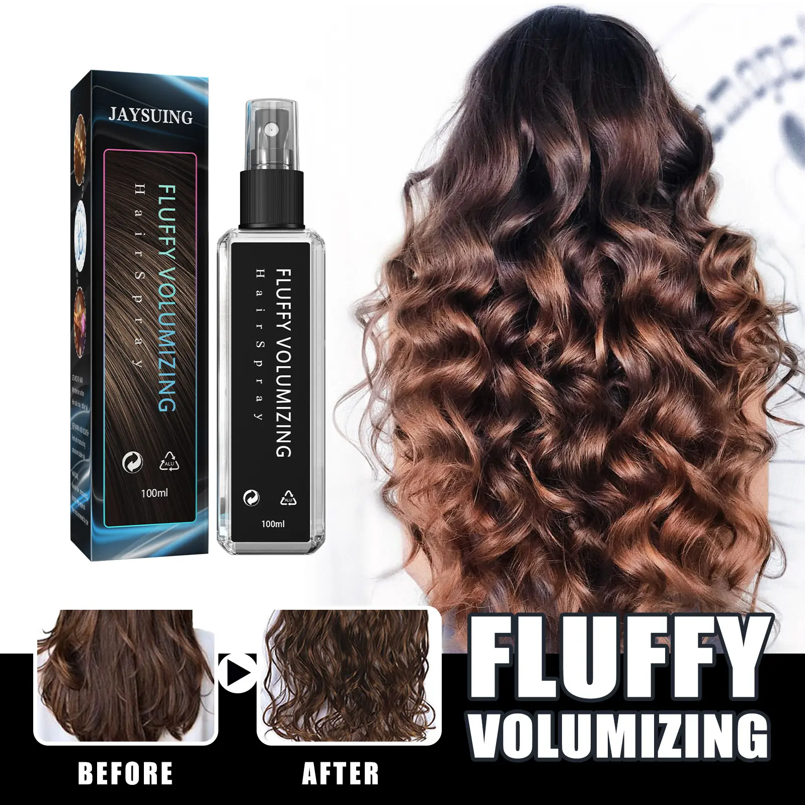 30/100ml Hair Styling Spray Styling Moisturising Long Lasting Hairspray Hair Gel Non-Greasy Moisturizing Gel  for Curly Hair Haircare