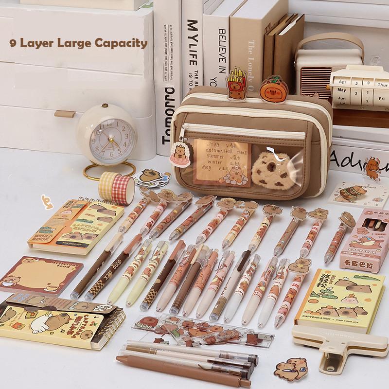 Hộp Đựng Bút Chì Dung Tích Lớn, 9 Lớp Trong Suốt, Thiết Kế Sanrio Kuromi, Melody, Cinnamoroll, Capybara, Không Thấm Nước, Thích Hợp Cho Văn Phòng Phẩm, Túi Đựng Bút, Dành Cho Bé Gái Và Bé Trai 7