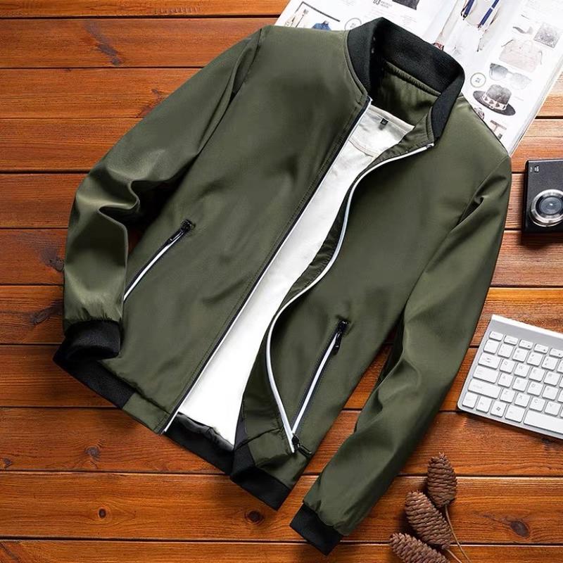 Zipper Pocket Bomber Jacket With Zipper Pocket Plain Flying Jacket For Men Unisex Motorcycle Top Coat Polyester Good Fabric Casual Menswear Lingerie Longsleeve Crewneck Jacket