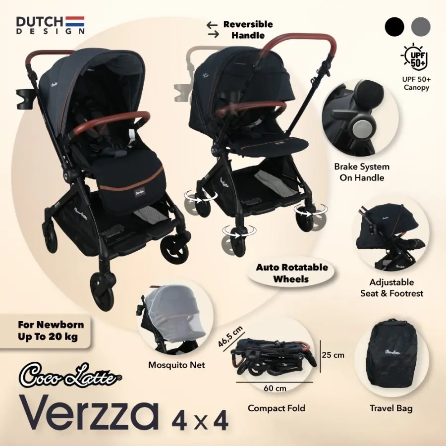 Stroller Cocolatte Verzza Reversible & Cabin Size / Kereta Dorong Bayi