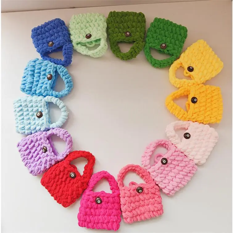 Finished Crochet Knitting Wool Knitting Earphone Bag Blind Box Light Board Blank Plush Earphone Sleeves