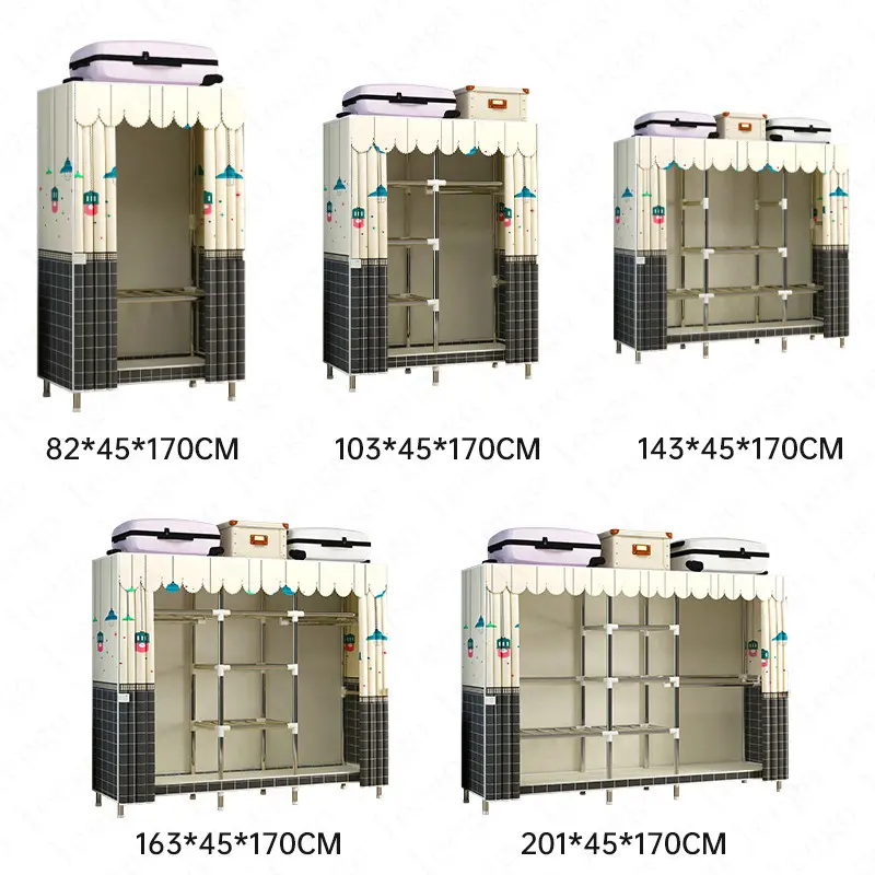 【Free Shipping】Tủ quần áo  20MM kích thước lớn bằng vải canvas CHỐT NỐI NHỰA và kim loại khung thép siêu to chịu lực 500 kg tudung  quanao 3