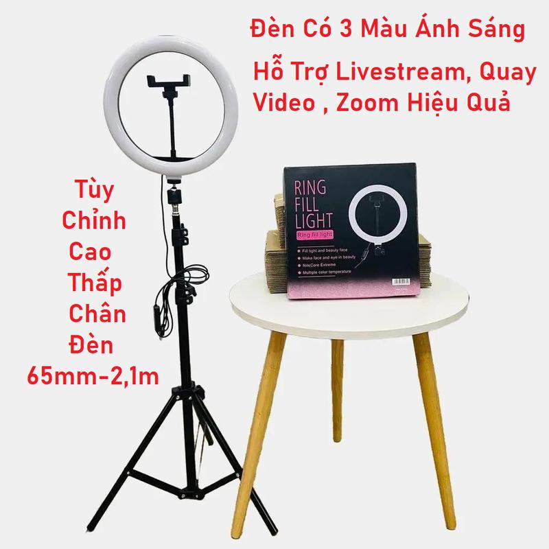 Bộ Đèn Led Livestream 26cm (Kèm Cả Chân 2M & kẹp điện thoại ) Hỗ Trợ Quay Video , Bán Hàng Hiệu Quả Phụ Kiện Selfie Kem