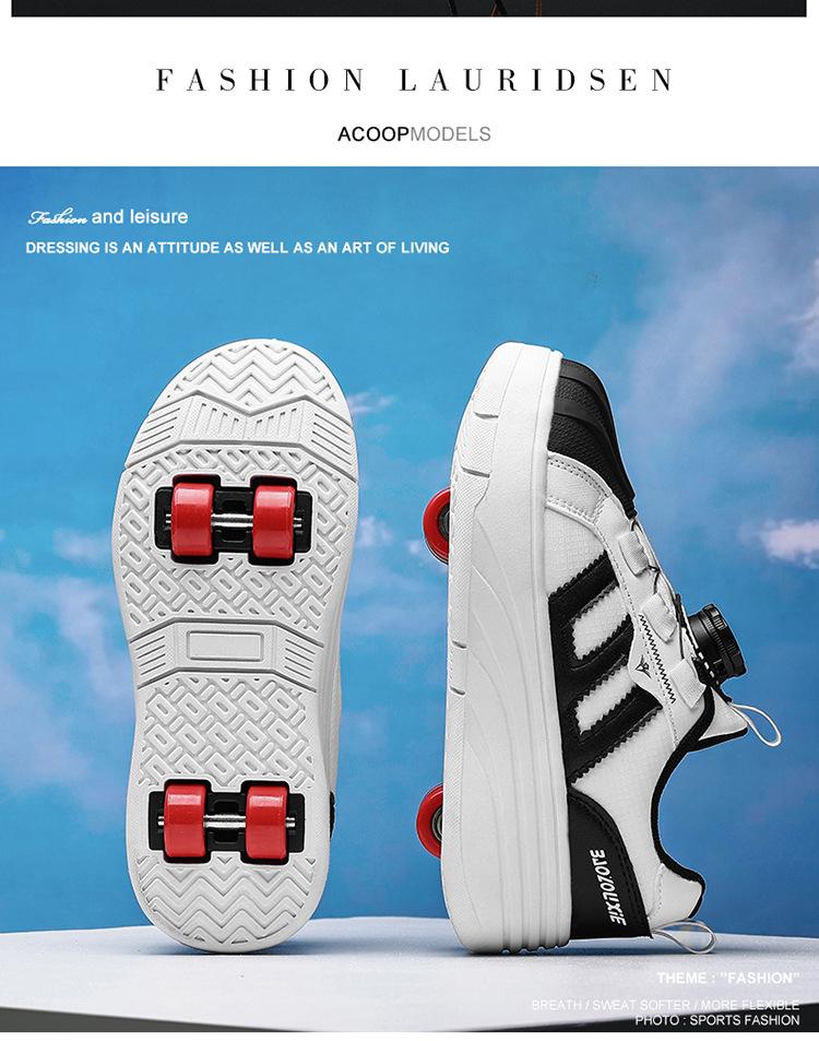 Product Introduction of Factory Direct Sale 2024 New Style Heelys Shoes Mesh Girls' Children's Roller Shoes Four-Wheel Double-Row Shoes 11