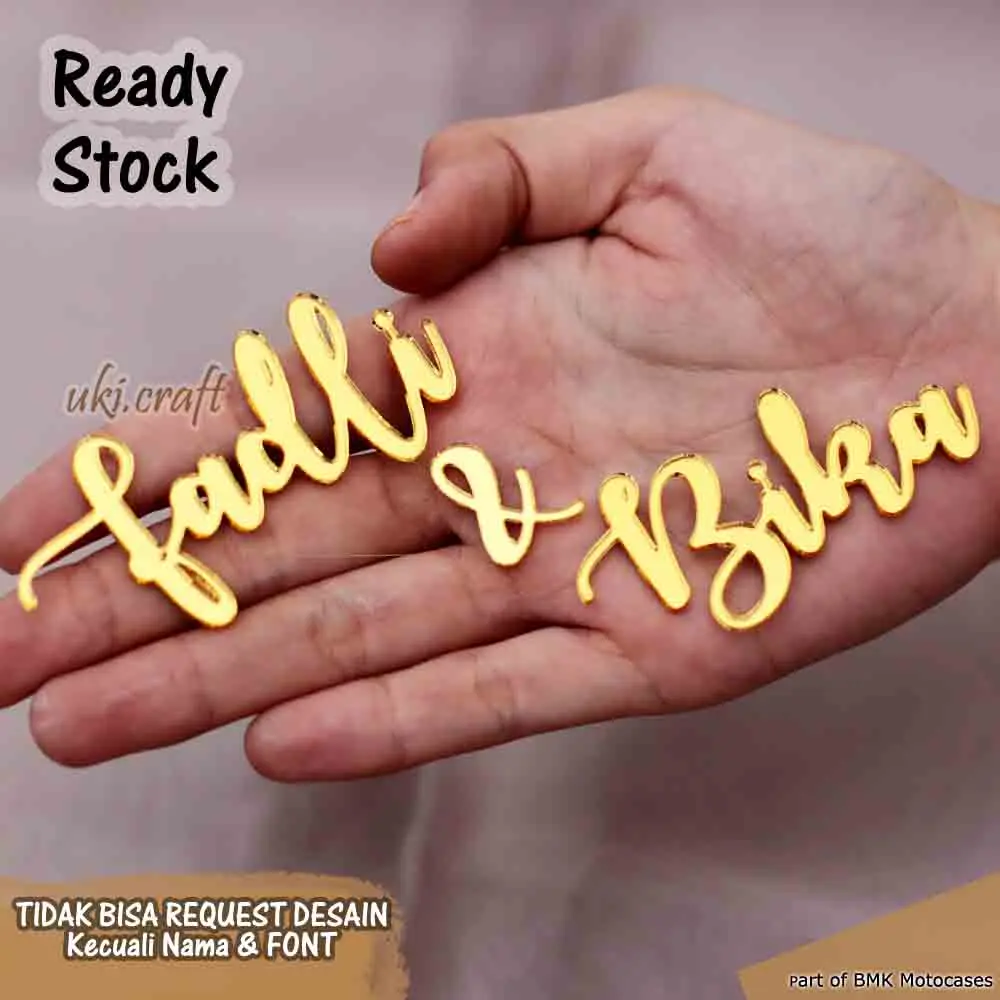 Sepasang Nama Akrilik Mirror Gold Cutting Letter Mirror Gold Chipboard Akrilik Dekorasi Mahar Rustic Nama Mahar Craft Nama Custom Ukiran Kaca Cermin Akrilik Isi Pigura Mahar Seserahan Hantaran Pernikahan Acrylic