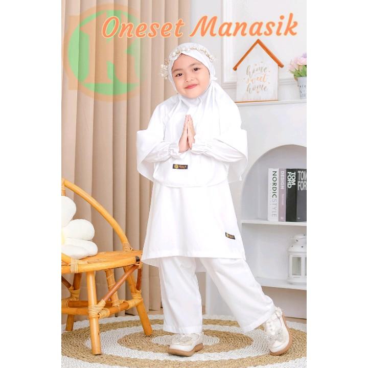 ONESET PUTIH MANASIK BY KHALID FASHION | Setelan Manasik Anak | Setelan Putih Anak Perempuan [4-14 tahun] 1