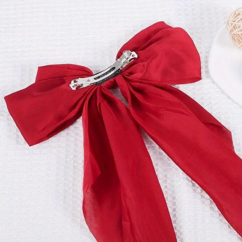 Solid Color Bow Decor Hair Accessories (8 Counts/set), Simple Headwear for Party & Daily 2
