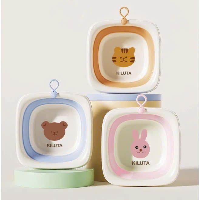 Chậu rửa mặt gấp gọn KILUTA CON HỔ, CON GẤU, CON THỎ cho bé, đồ sơ sinh cao cấp siêu tiện lợi, XINH XẮN, BỀN ĐẸP